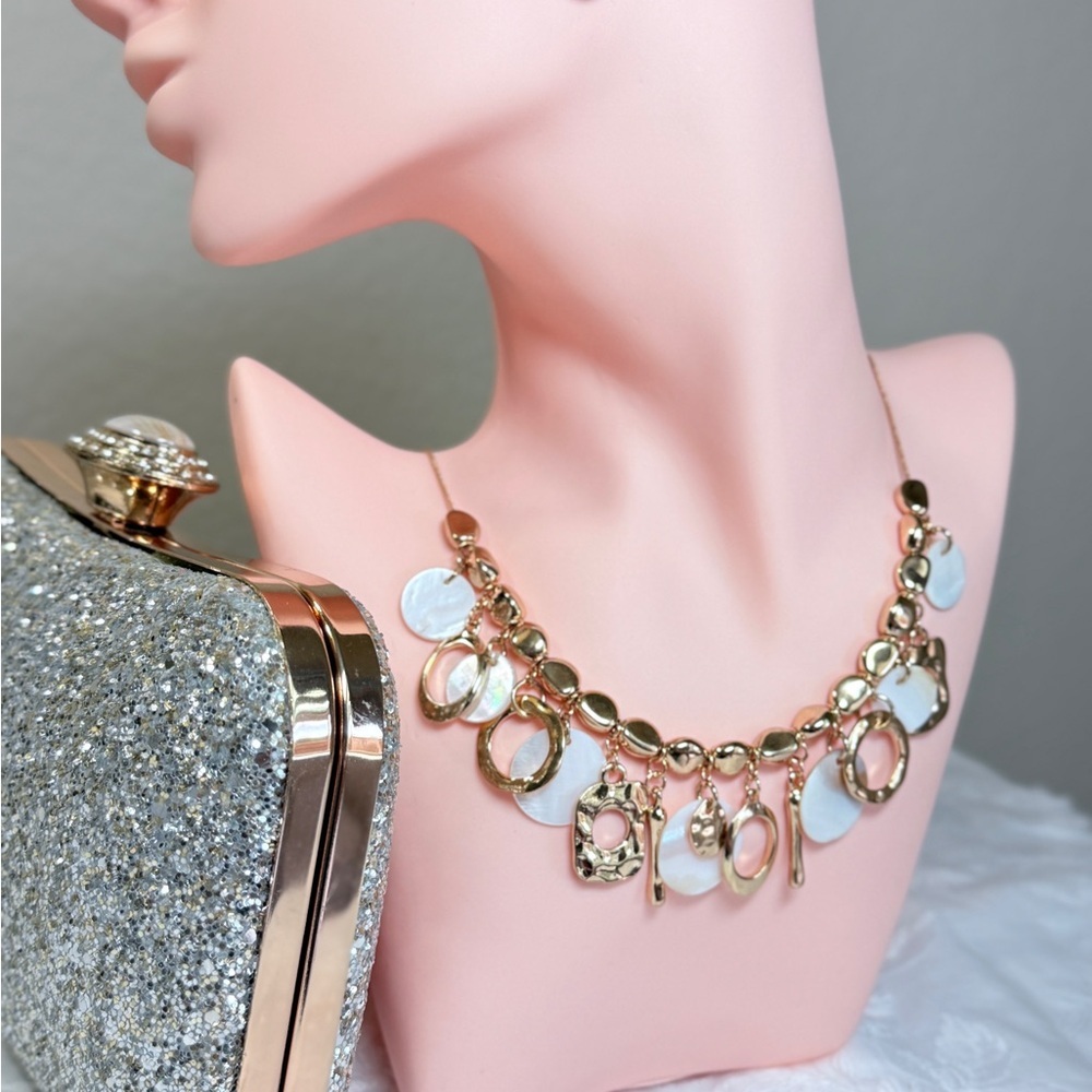 Gold and White Charm Necklace - Picture 3 of 9